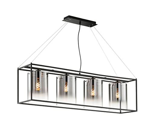 Fischer & Honsel Hanglamp Samu zandzwart glas rookkleur te helder L: 115,00 cm B: 25,00 cm Uitl.plafond: 150,00 cm 4x E27 max. 40,0 Watt 60894