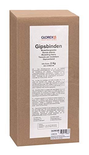 GLOREX 6 9502 84 - Gipsverband grootverpakking 2 kg, boetseerstof voor modelbouw, maskers, decoraties en voor de afdruk van de babybuik