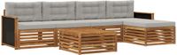 vidaXL - Bank loungeset - Polyester - Naturel en lichtgrijs - 4 zitplekken