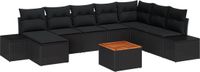 vidaXL Tuinbank - Set - 9 - st - Zwart - poly - rattan