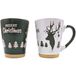 Dekohelden24 Bekerset, koffiemok, glühweinbeker, drinkbeker aardewerk set van 2, grootte: L/B/H ca. 12 x 8 x 11 cm, inhoud 360 ml per kopje, eland groen/wit, 11 cm