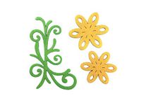 Petra's knutsel-News knutselartikel viltbloemenset, 3 verschillende designs, 30-delig, viltkleur: geel/appelgroen, groen, 6