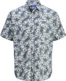 JACK&JONES JORJOSHUA SPLIT AOP SHIRT SS LN Heren Overhemd Korte Mouw Katoen Linnen Gebloemd Stormy Weather XS