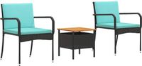 vidaXL Tuinset Zwart poly rattan