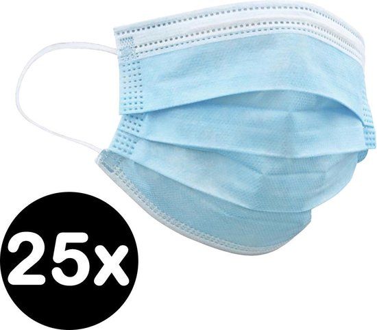 Wegwerp Mondkapjes - Niet Medisch - Blauw - 25 stuks