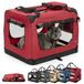 lionto Opvouwbare Hondentransportbox voor Reizen & Auto, 70x52x50 cm, Stevige Draagbox met Handvaten & Deken, tot 15 kg, Duurzame Stoffen Hondenbox, Klein & Groot, Donkerrood