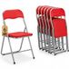 BAKAJI Set van 6 stoelen bekleed, opvouwbaar, ruimtebesparend, met buisframe van metaal, pvc, modern design voor eetkamer, keuken (rood)