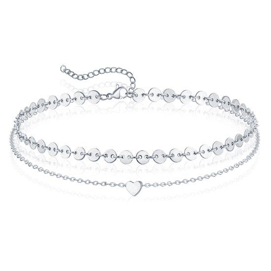 LGT JWLS Lookinggoodtoday Pailetten Enkelband Heart - Zilver