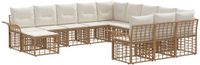 vidaXL Tuinbank - Set - 12 zitplekken - Natuurlijk en Crème Wit - Polyrattan