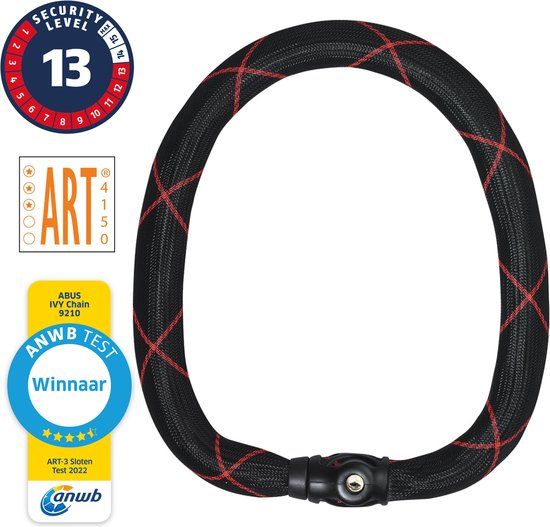 ABUS Ivy 9210 Kettingslot - ART3 - 110cm - Zwart - Winnaar ANWB slotentest 2022