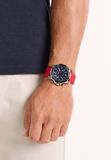 Nautica Riding Sail Quartz Chronograaf Horloge Rood Kast Gemaakt Van 100% Roestvrij Staal En Een Bandje Van 100% Siliconen 45 NAPRSS601, NAPRSS602, NAPRSS603, NAPRSS604, NAPRSS605