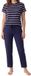 Schiesser Dames pyjama Mix & Relax donkerblauw / crème