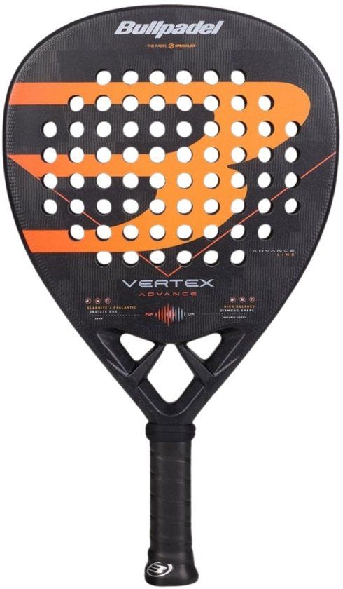 Bullpadel Vertex Advance 2026 Padelrackets, koolstofvezel, zwart, maat L, diamantvorm, voor gevorderde en gevorderde spelers