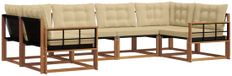 vidaXL Hoek loungeset 6-delig Acaciahout Natuurlijk en Beige