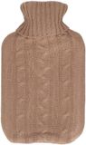 H&S Collection Warmwaterkruik - met zacht gebreide hoes - bruin - 1,75L