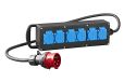 Bouwstroomverdeler massief rubber stekkerdoos 6 x 230V/16A + 2m 5x2,5mm² 400V/16A