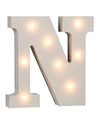 Out of the Blue 57/6087 - houten letter "N" verlicht met 8 LED-lampen, werkt op batterijen, ca. 16 cm, wit