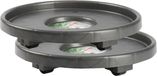 PLASTICFORTE Soucoupe pour plantes - Set de 2 - Rond - 34 cm - Anthracite - Avec roulettes