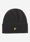 Lyle & Scott Lambswool blend ribbed beanie - jet black marl
