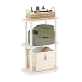 Furinno Turn-n-Tube 3-Tier Modern Oval Side Display Rack, White/Virgin White