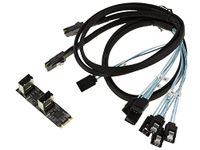 KALEA-INFORMATIQUE M.2. 8-poorts SATA 3.0 6Gbps kaart voor PCIe 3.0 M of B+M M2-poort met JMB585 JMB575-chipset - met MiniSAS SFF-8087-kabels