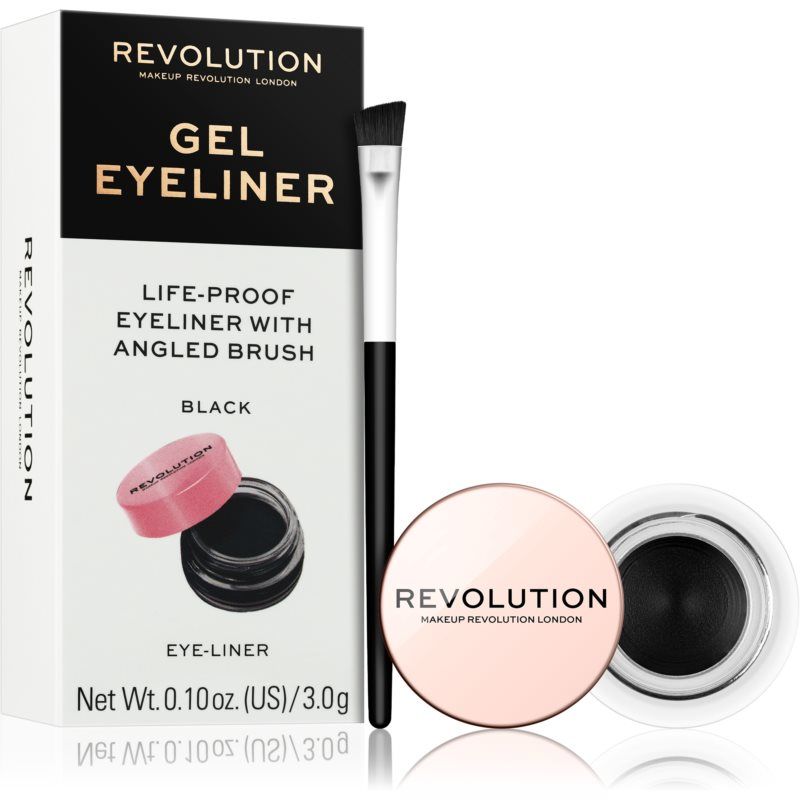 Makeup Revolution Gel Eyeliner Pot With Brush - Black - 3g