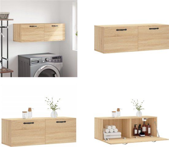 vidaXL Wandkast 100x36,5x35 cm bewerkt hout sonoma eikenkleurig