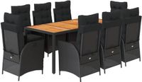 vidaXL 9-delige Tuinset Poly Rattan Zwart