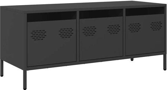vidaXL TV meubel & entertainment center 1015 mm Zwart Staal