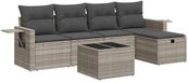 vidaXL 6-delige Loungeset met kussens, polyrattan, lichtgrijs