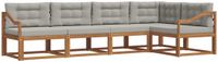 vidaXL - Hoek loungeset - 5 zitplekken - Naturel en lichtgrijs - Acacia hout