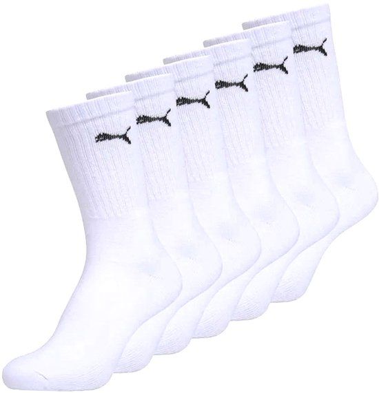 PUMA SPORT CREW Unisex Sokken 6-Pack Wit/Zwart Maat 43-46