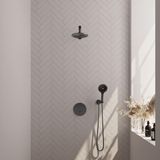 Brauer Gunmetal Edition Thermostatische Regendoucheset Inbouw - Hoofddouche 20 cm - Rechte Wandarm - 3 Weg - Handdouche Rond 3 Standen - Doucheslang - Wandaansluitbocht - Gunmetal