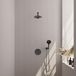Brauer Gunmetal Edition Thermostatische Regendoucheset Inbouw - Hoofddouche 20 cm - Rechte Wandarm - 3 Weg - Handdouche Rond 3 Standen - Doucheslang - Wandaansluitbocht - Gunmetal