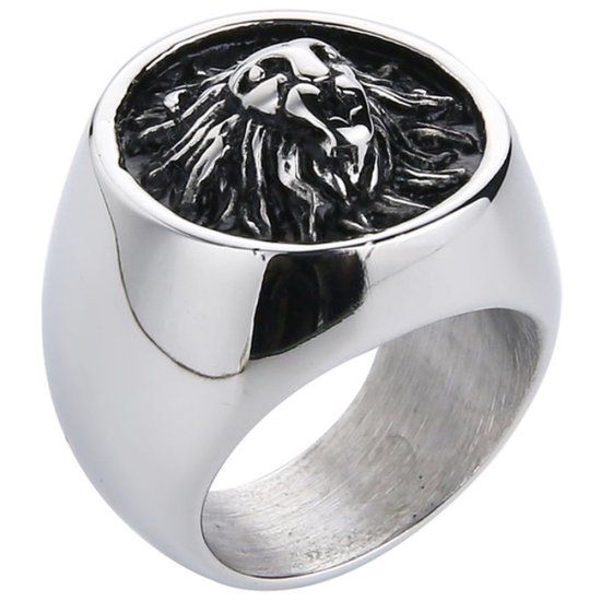Mendes heren ring Leeuw Edelstaal Zilverkleurig-21mm