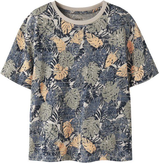 NAME IT Jongens T-shirt Chateau Gray Katoen Ronde hals Print - Maat 122/128