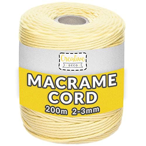 Creative Deco Macrame Koord - Pastel Geel - 200m - Katoen-Polyester