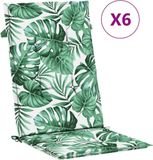 vidaXL Stoelkussens 6 st hoge rug bladpatroon stof