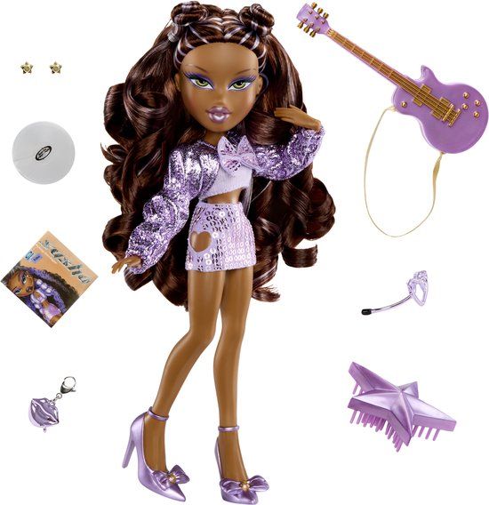 Bratz Pop Starz Sasha – modepop met verzamelbare bedel, outfit en muziekaccessoires