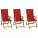 VidaXL Tuinstoel Terras Gecapitonneerde zitting Acaciahout Rood