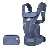 Ergobaby Omni Breeze Babydrager vanaf de geboorte tot 20 kg, 4 posities SoftFlex mesh ergonomische Baby-buikdrager Rugdrager Babydraagdoek, Heathered Denim Blue