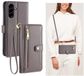 Samsung Galaxy A56 5G Housse de téléphone avec cordon et fermeture éclair - Portefeuille avec fermeture éclair - gris