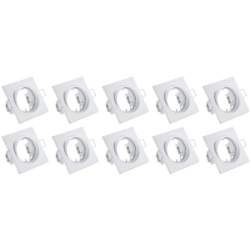 BES LED Spot Armatuur 10 Pack - Trion - GU10 Fitting - Inbouw Vierkant - Mat Wit Aluminium - Kantelbaar 80mm