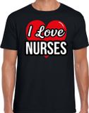 Bellatio Decorations Shoppartners Bv I love nurses verkleed t-shirt zwart - heren - Verkleed outfit / kleding S