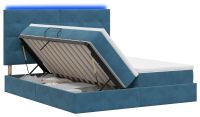 vidaXL LED Opbergbed met Matras, Donkerblauw, 200 x 200 cm, Fluweel