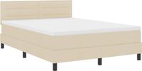 vidaXL Boxspring bed met hoofdeinde Crème 160 x 200 cm Stof