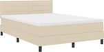 vidaXL Boxspring bed met hoofdeinde Crème 160 x 200 cm Stof