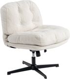 MEUBLES COSY Fauteuil - Siège de coiffeuse pivotant à 360 degrés avec fonction inclinable, pieds croisés, dossier épais en velours côtelé - Blanc
