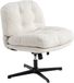 MEUBLES COSY Fauteuil - Siège de coiffeuse pivotant à 360 degrés avec fonction inclinable, pieds croisés, dossier épais en velours côtelé - Blanc