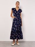 Apricot Maxi-jurk met botanische motieven